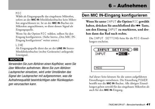 Benutzerhandbuch für Tascam DR-07