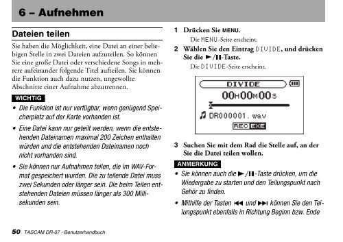 Benutzerhandbuch für Tascam DR-07