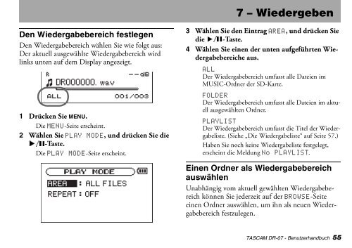 Benutzerhandbuch für Tascam DR-07