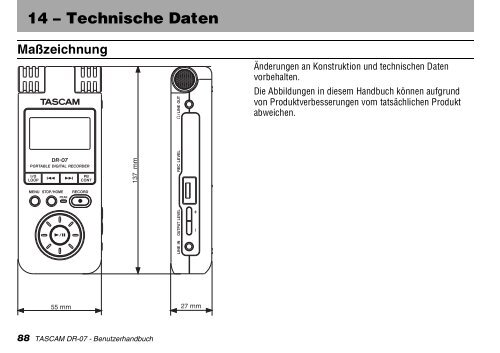 Benutzerhandbuch für Tascam DR-07