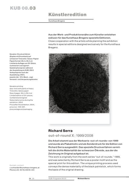 KUB 08.03 Richard Serra Drawings Work Comes Out of Work