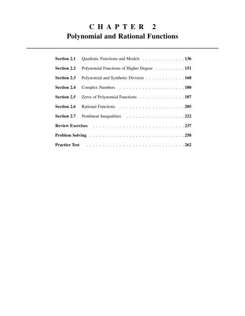 C H A P T E R 2 Polynomial and Rational Functions