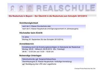 Die Realschule in Bayern – Der Übertritt in die Realschule zum ...