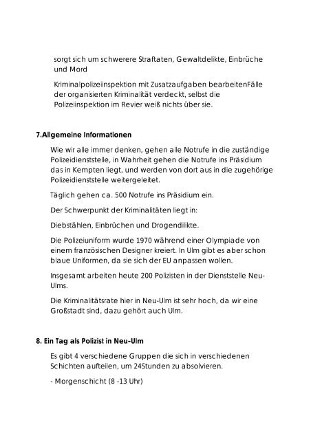 1.Deckblatt 2.Gliederung 3.Die Neu-Ulmer Polizeidienststelle 4 ...