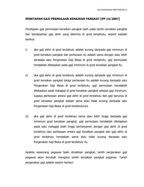 PENETAPAN GAJI PERMULAAN KENAIKAN PANGKAT [PP 14 ...