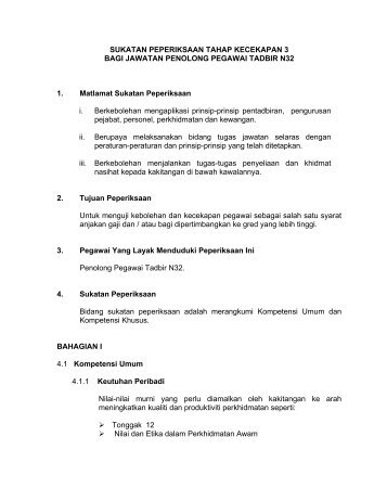 Penolong Pegawai Tadbir N32 TK3 - Portal Rasmi Bahagian ...