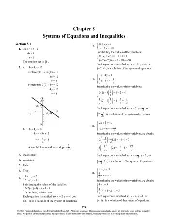 Chapter 8 Systems of Equations and Inequalities