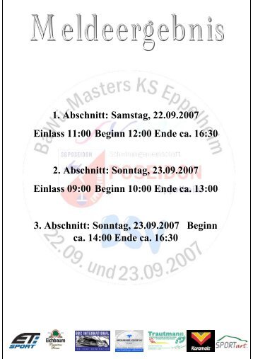 1. Abschnitt: Samstag, 22.09.2007 Einlass 11:00 Beginn 12:00 Ende ...