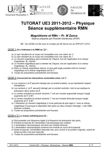 TUTORAT UE3 2011-2012 - La Fed