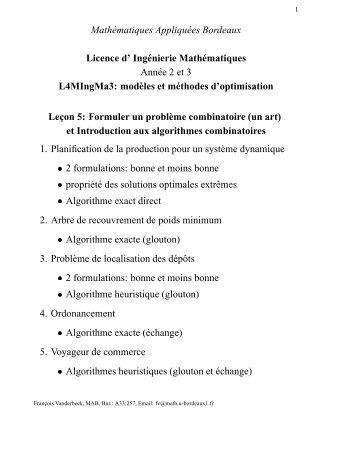 Mathématiques Appliquées Bordeaux Licence d - Institut de ...