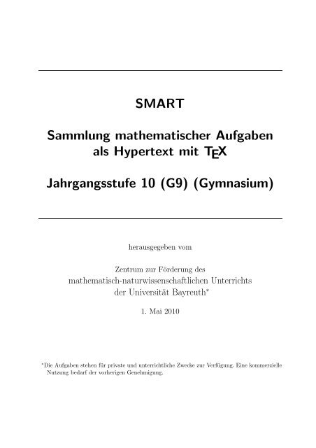 SMART Sammlung mathematischer Aufgaben als Hypertext mit TEX ...