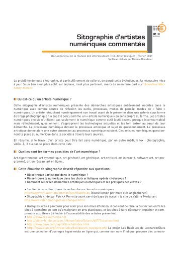 sitographie des arts numeriques