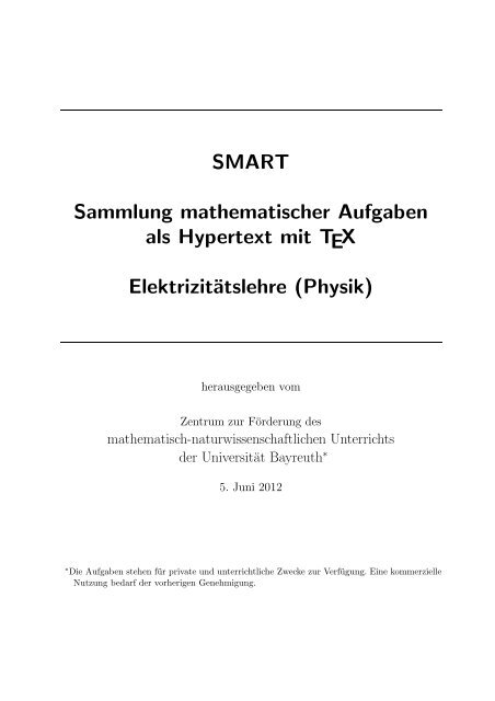 SMART Sammlung mathematischer Aufgaben als Hypertext mit TEX ...