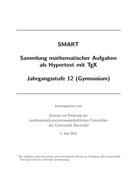 SMART Sammlung mathematischer Aufgaben als Hypertext mit TEX ...