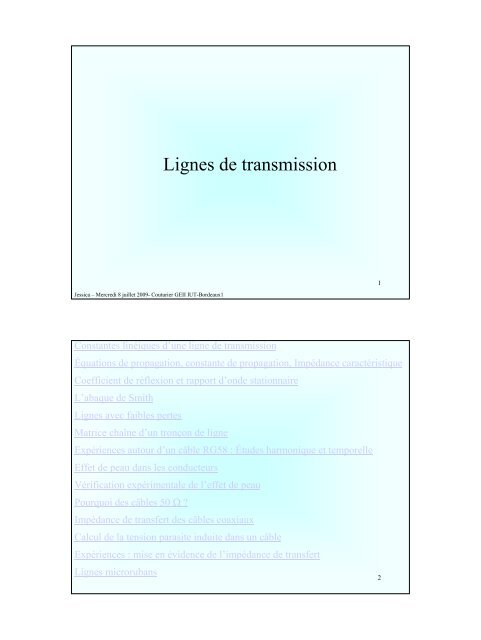Lignes de transmission - IUT Bordeaux 1...
