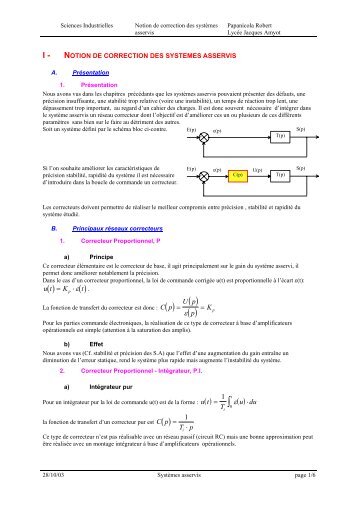 NOTION DE CORRECTION DES SYSTEMES ASSERVIS