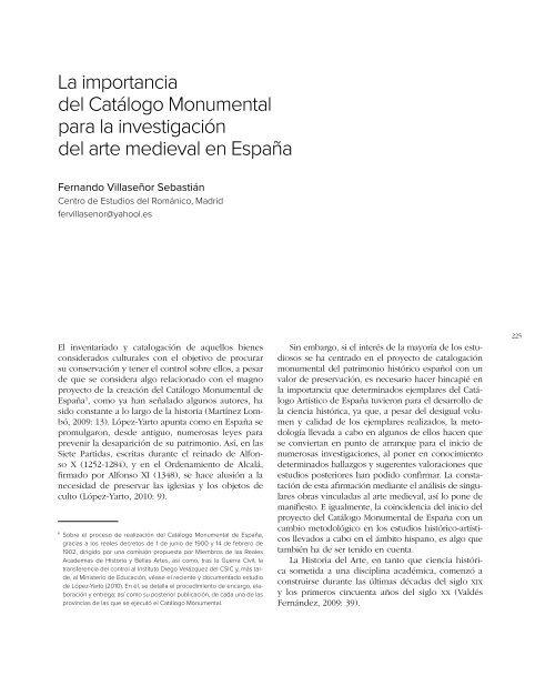 La importancia del Catálogo Monumental para la investigación del ...