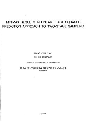 MlNlMAX RESULTS IN LINEAR LEAST SQUARES PREDlCTlON ...