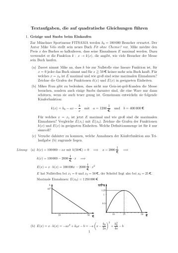 Textaufgaben, die auf quadratische Gleichungen führen