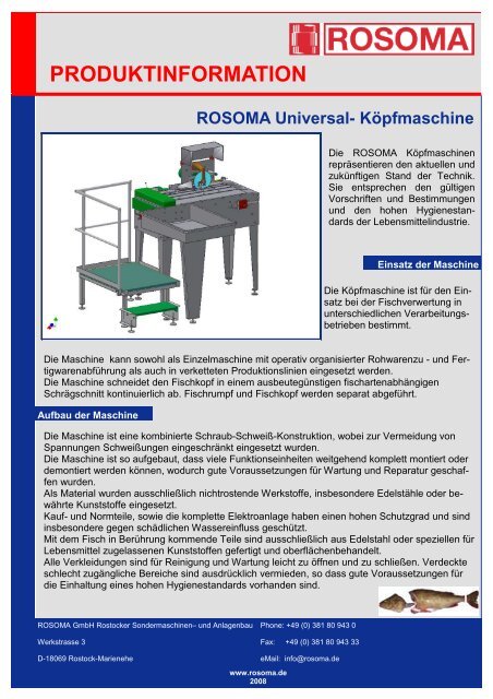 PRODUKTINFORMATION ROSOMA Universal- Köpfmaschine
