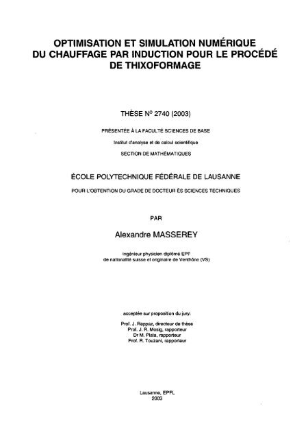 optimisation et simulation numérique du chauffage par ... - EPFL