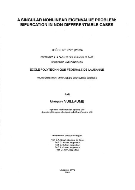 a singular nonlinear eigenvalue problem: bifurcation in non ... - EPFL