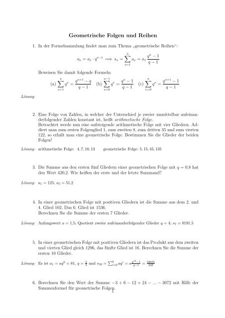 Geometrische Folgen und Reihen