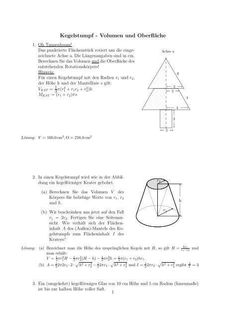 Kegelstumpf - Volumen und Oberfläche