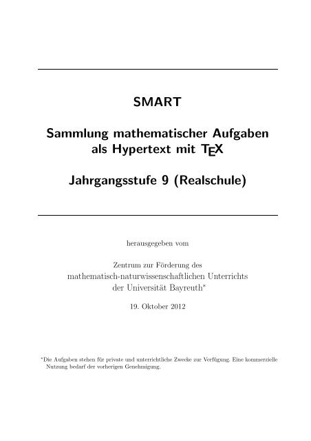 SMART Sammlung mathematischer Aufgaben als Hypertext mit TEX ...