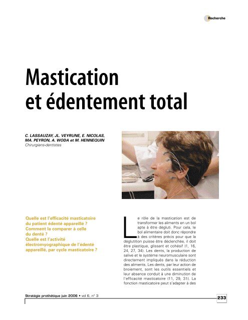 Mastication et édentement total - Information dentaire