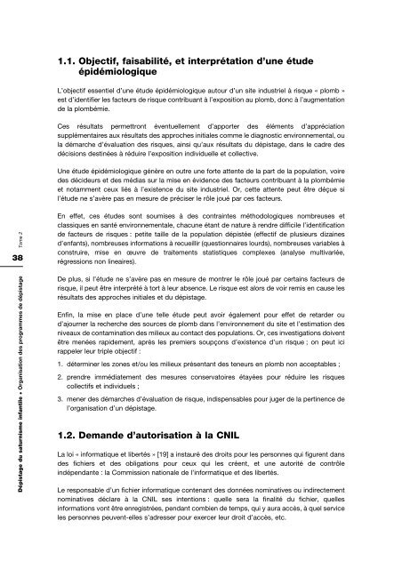 Dépistage du saturnisme infantile - Institut de veille sanitaire