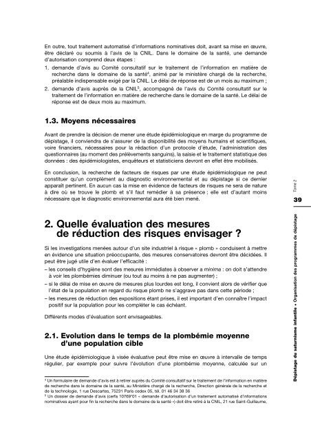 Dépistage du saturnisme infantile - Institut de veille sanitaire