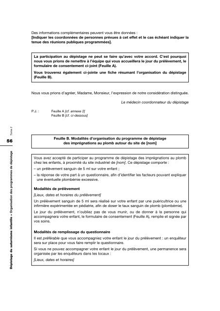 Dépistage du saturnisme infantile - Institut de veille sanitaire