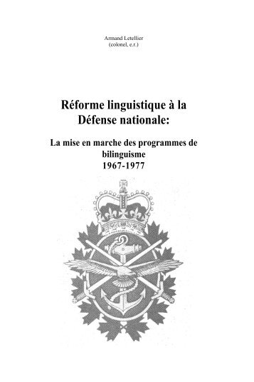 Reforme linguistique a la Defense nationale - Chef - Personnel ...