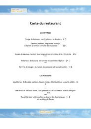 Carte du restaurant - hotel le provencal giens