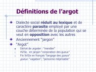 Définitions de l’argot