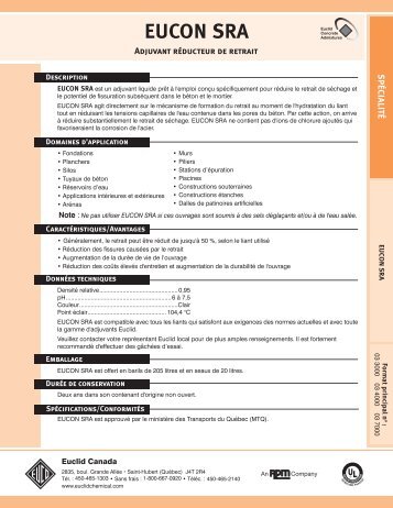 EUCON SRA - Euclid Chemical Co
