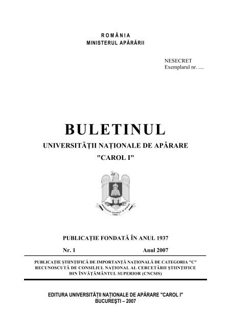 RO - Universitatea Naţională de Apărare &quot;Carol I&quot;