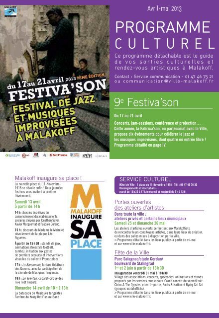 Agenda culturel avril-mai 2013 - Ville de Malakoff