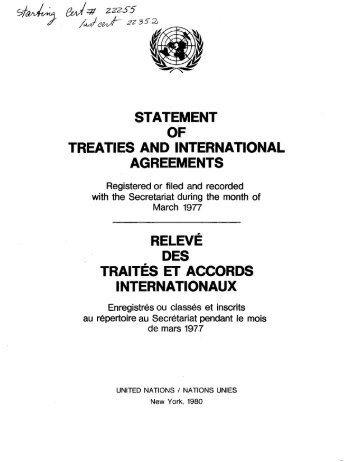 statement of treaties and international agreements relevé des traités ...