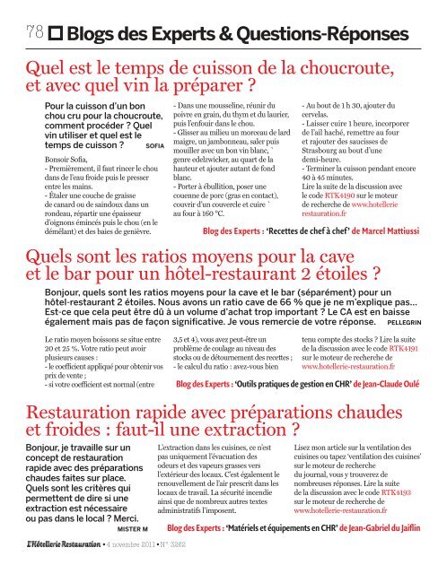 Annonces classées - L'Hôtellerie Restauration