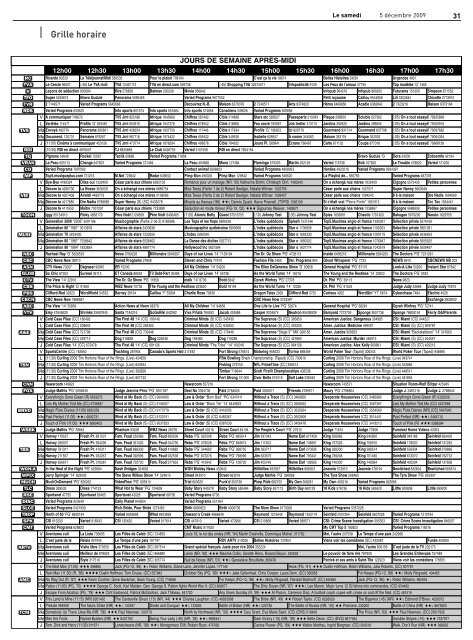 Grille horaire - Cap Acadie