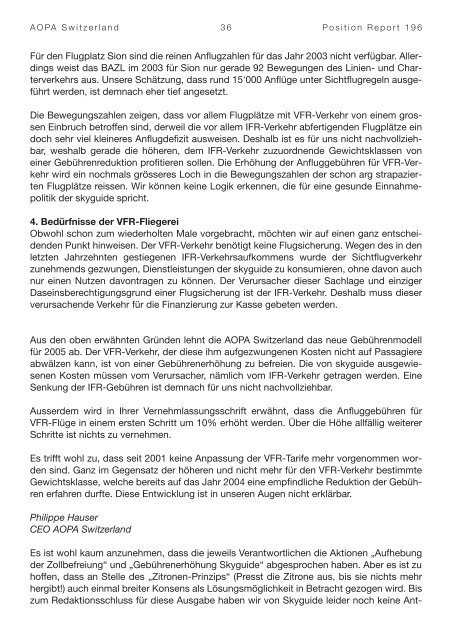 position report no. 196 - AOPA Switzerland
