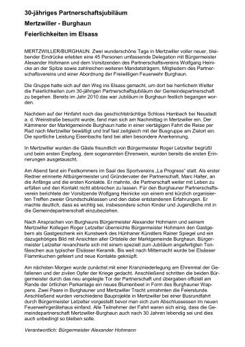 30-jähriges Partnerschaftsjubiläum Mertzwiller - Burghaun ...