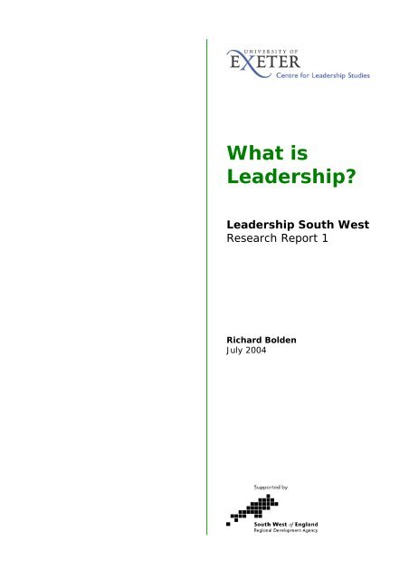 What is Leadership? - The Business School - University of Exeter