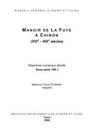 MANOIR DE LA FUYE À CHINON - Archives départementales