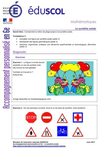 La symétrie axiale - Ministère de l'Éducation nationale