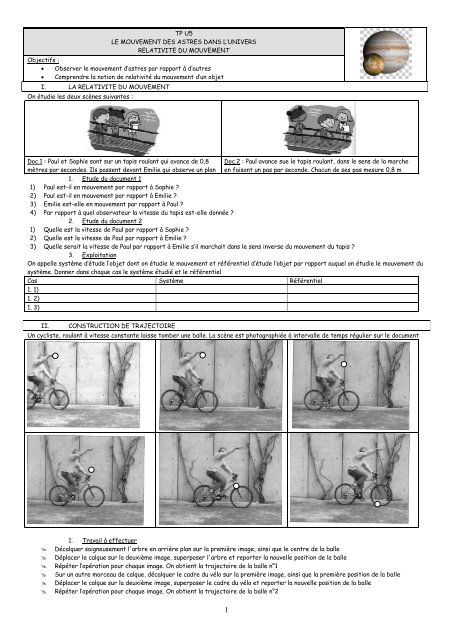 TP U5 LE MOUVEMENT DES ASTRES DANS L'UNIVERS ...