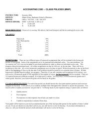Accounting 2303 -- class policies (mwf) - Baylor University