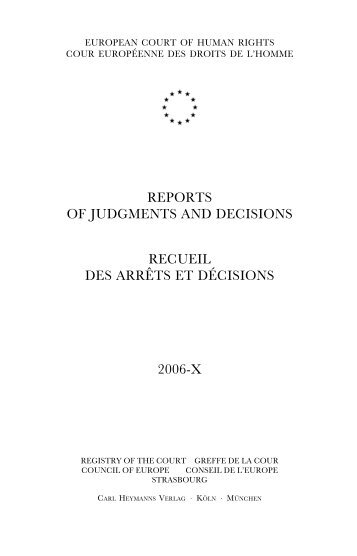 reports of judgments and decisions recueil des arrêts et décisions ...